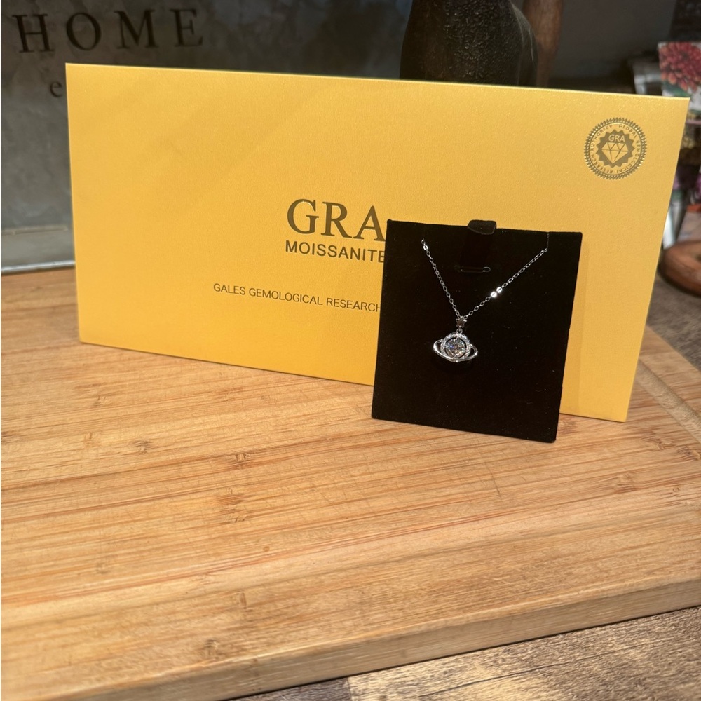 #53 Star over Saturn over 1 ctw Moissanite necklace